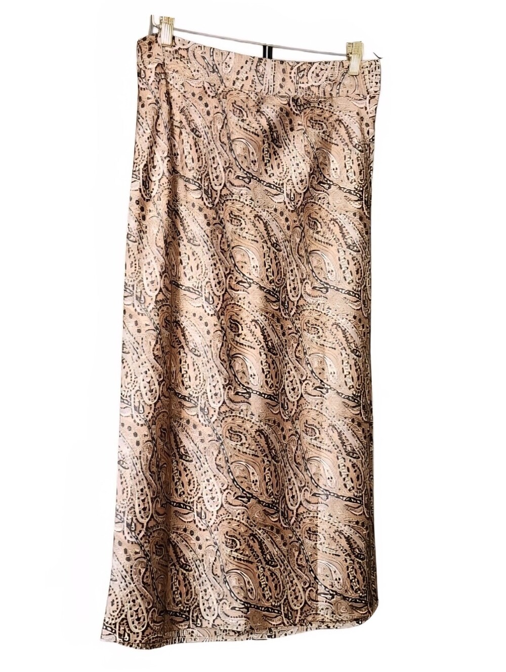 Paisley Brown And Gold Maxi Skirt - Elegant Flowing Silhouette - Picture 2 of 2